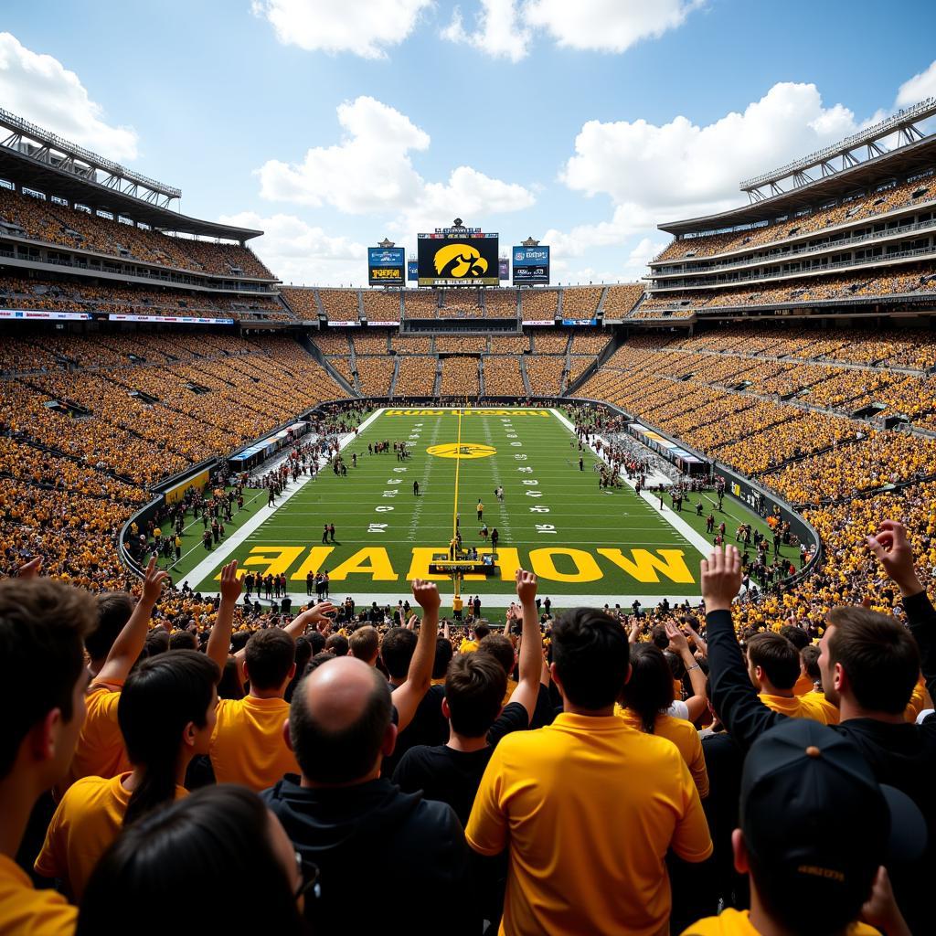 Fans Watching Iowa Hawkeyes Football Game