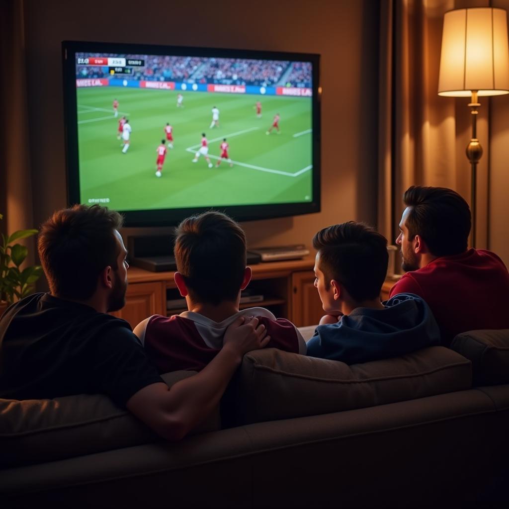 Fans Watching Live Football on TV