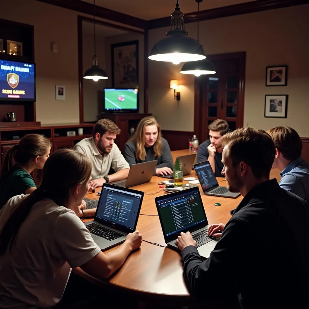 Fans participating in a fantasy football draft