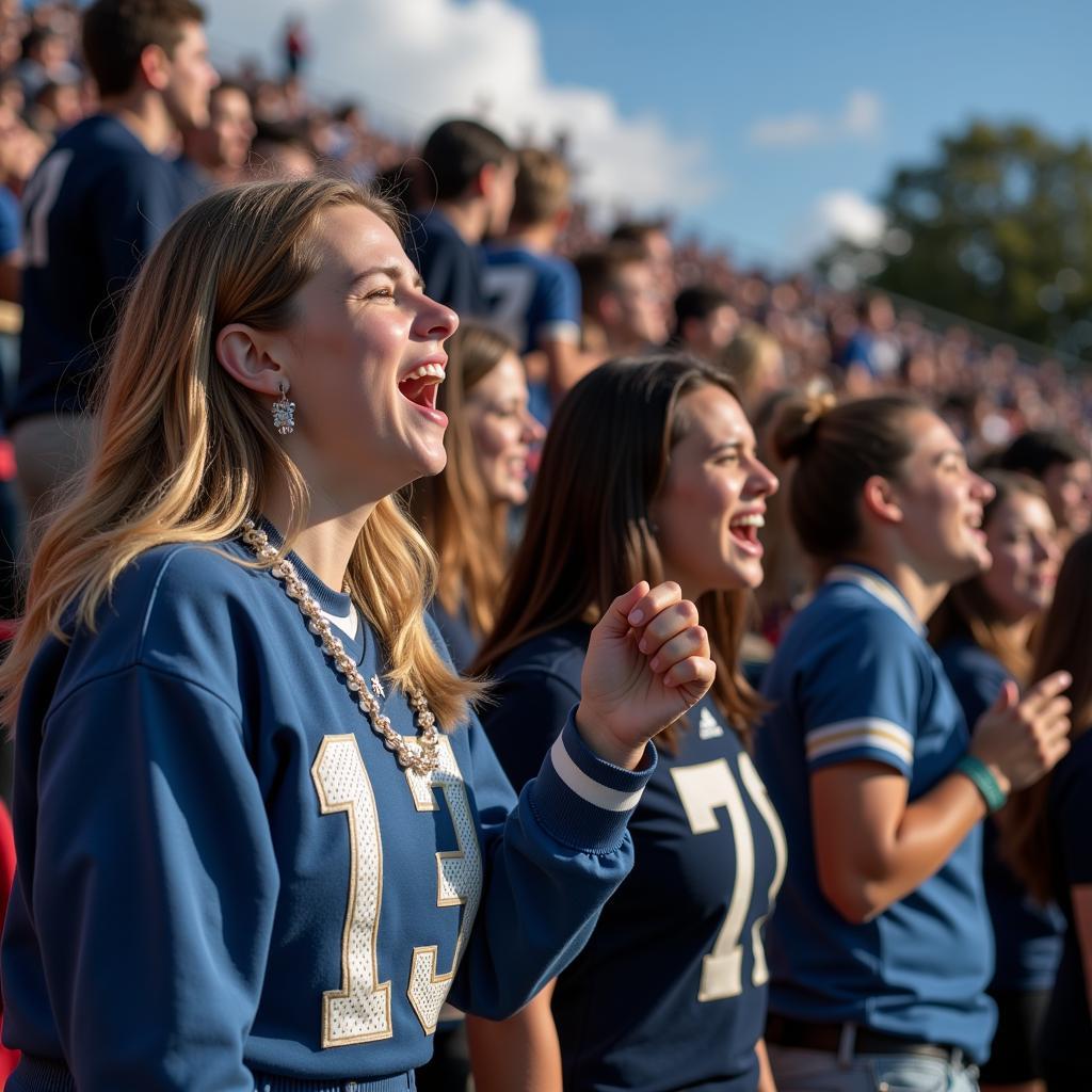 Farragut Football fans cheering enthusiastically in the stands.