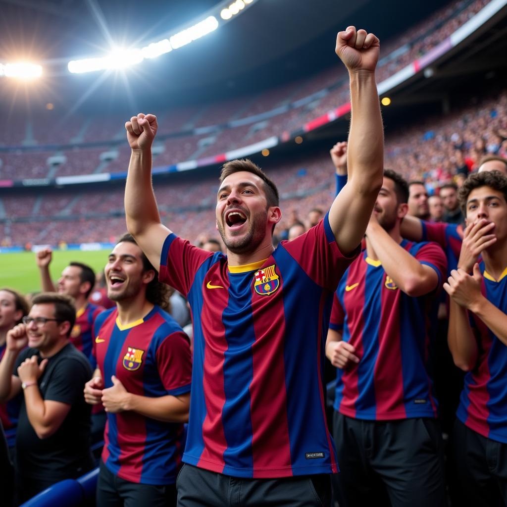 FC Barcelona fans celebrating a victory