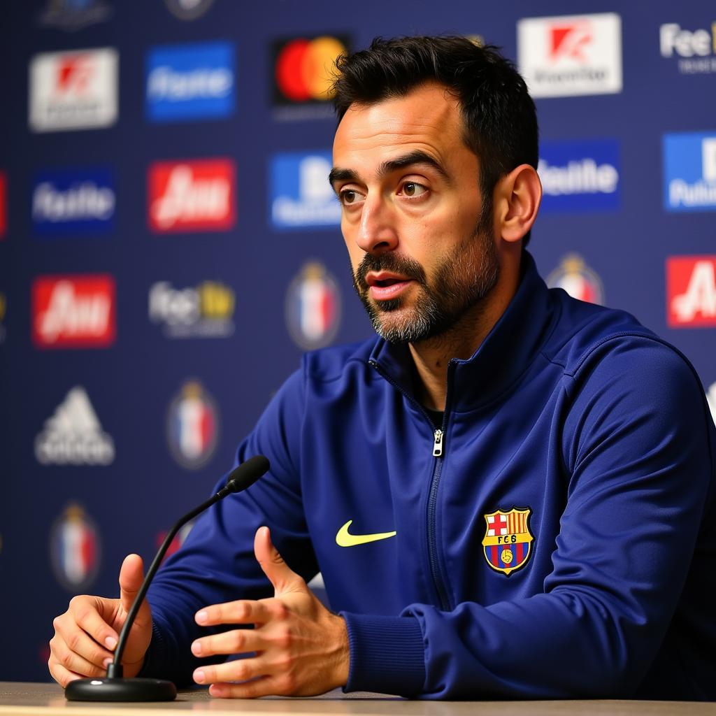 FC Barcelona Press Conference with Xavi Hernandez