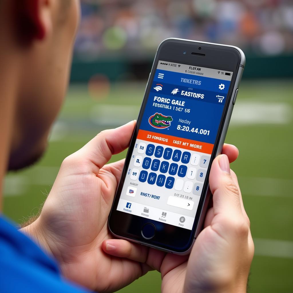 A smartphone displaying Florida Gators football tickets