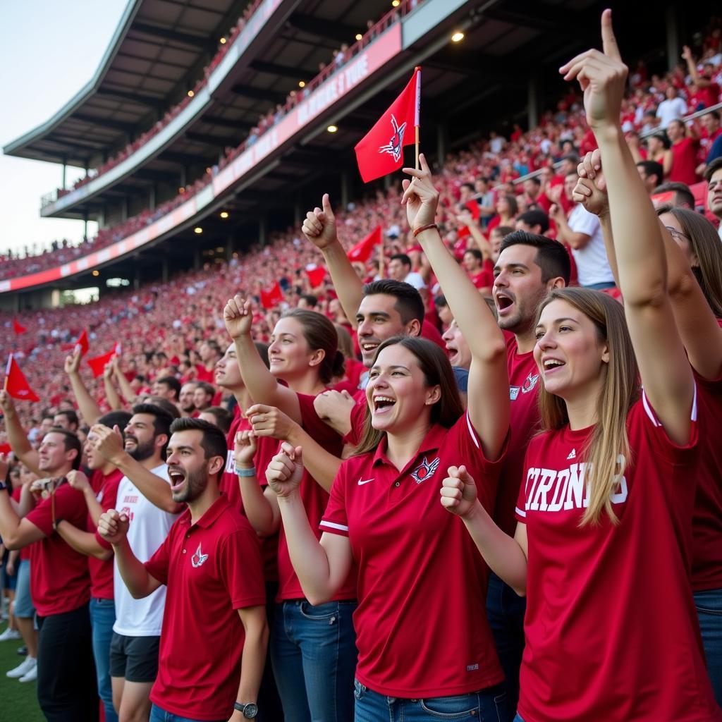 Fondy Cardinals fans celebrating a touchdown