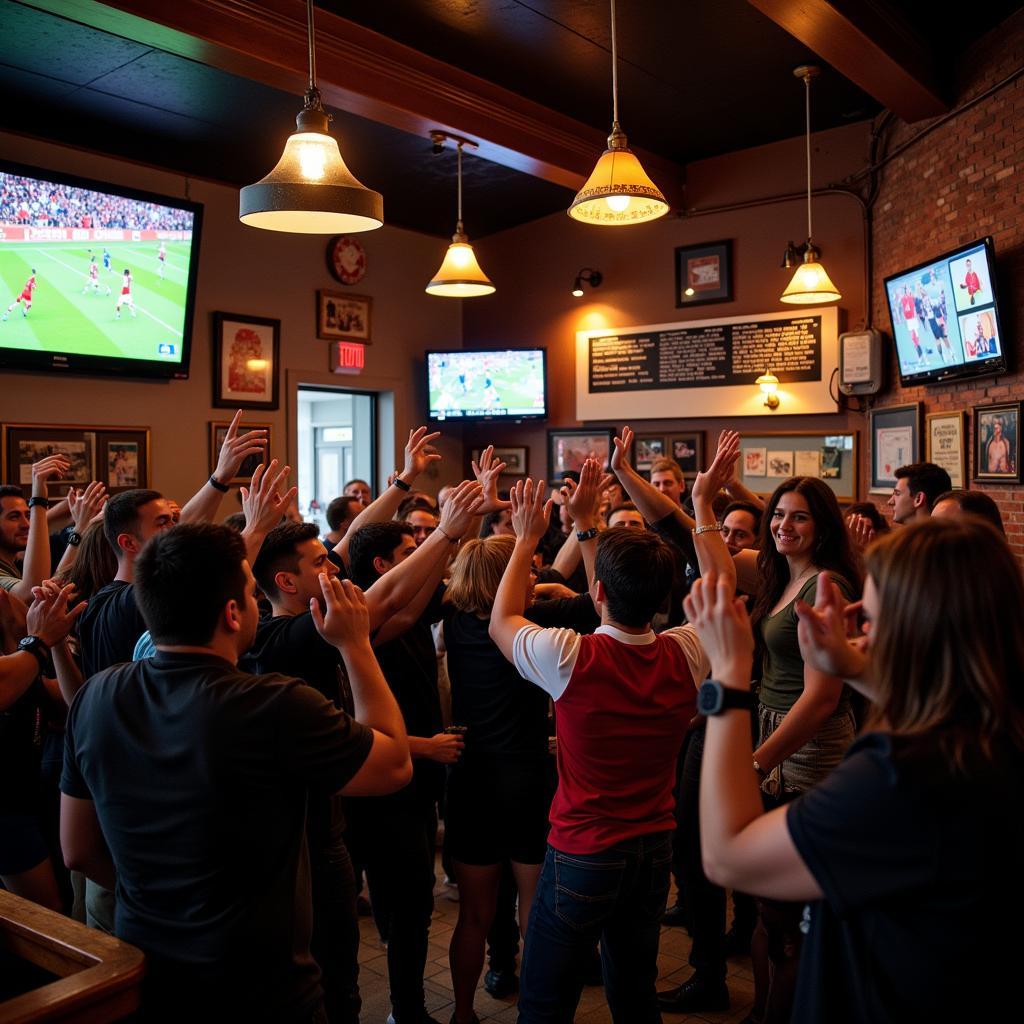 Football Fans Celebrating a Goal