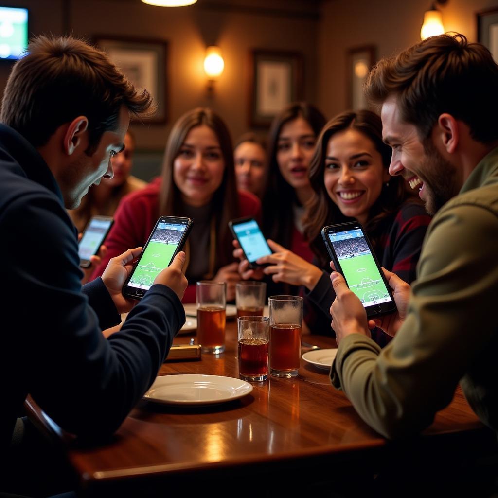 Football Fans Using Live Score App