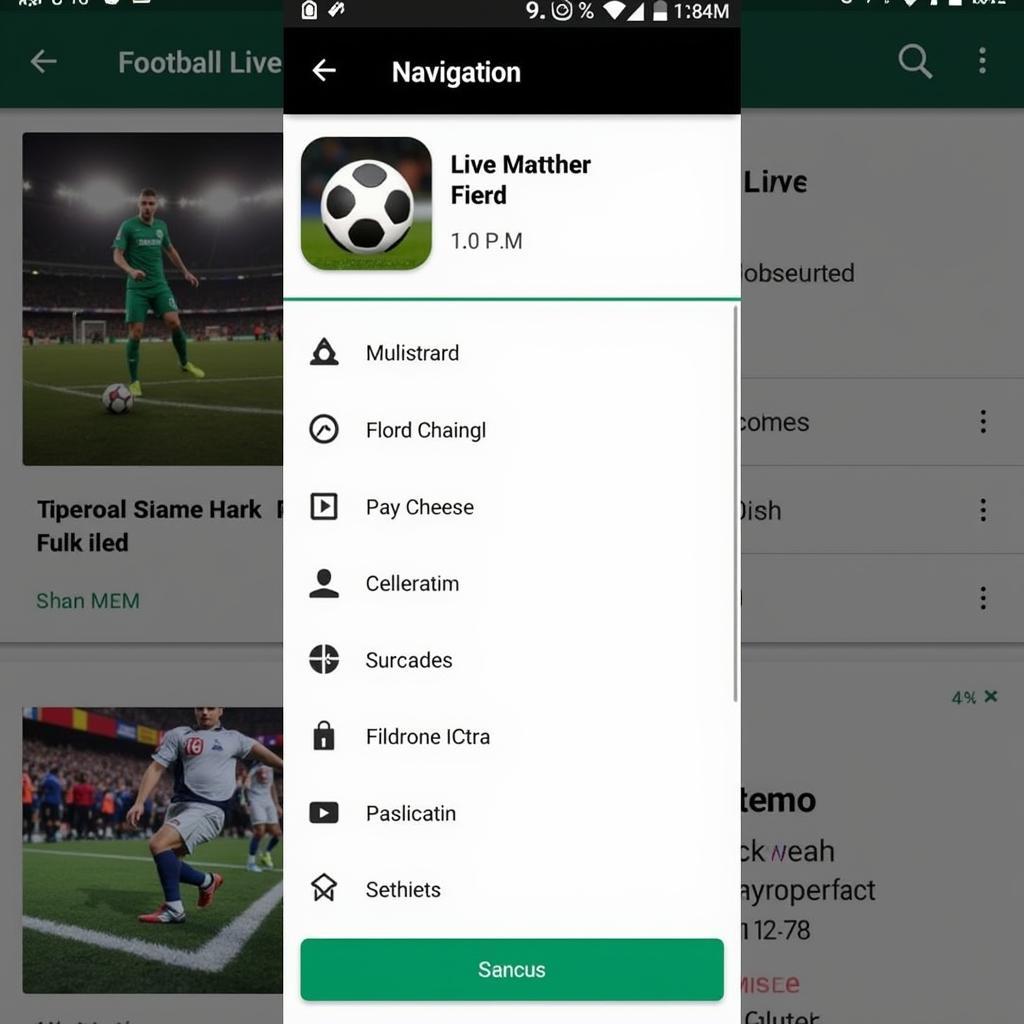 Giao diện thân thiện của ứng dụng Football Live HD APK