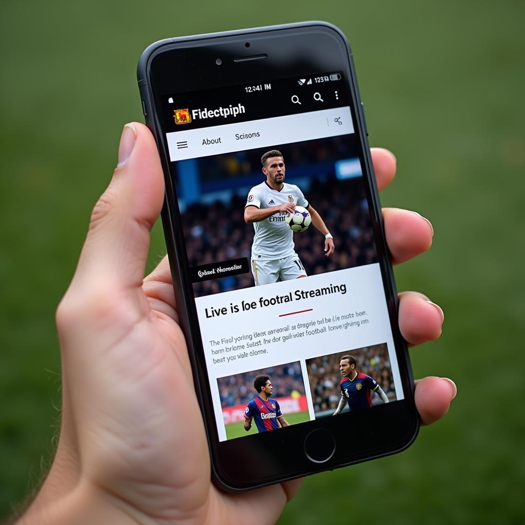 Football live streaming website on a mobile device