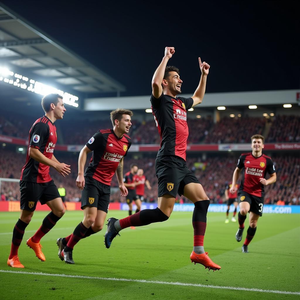 Football player celebrating a goal