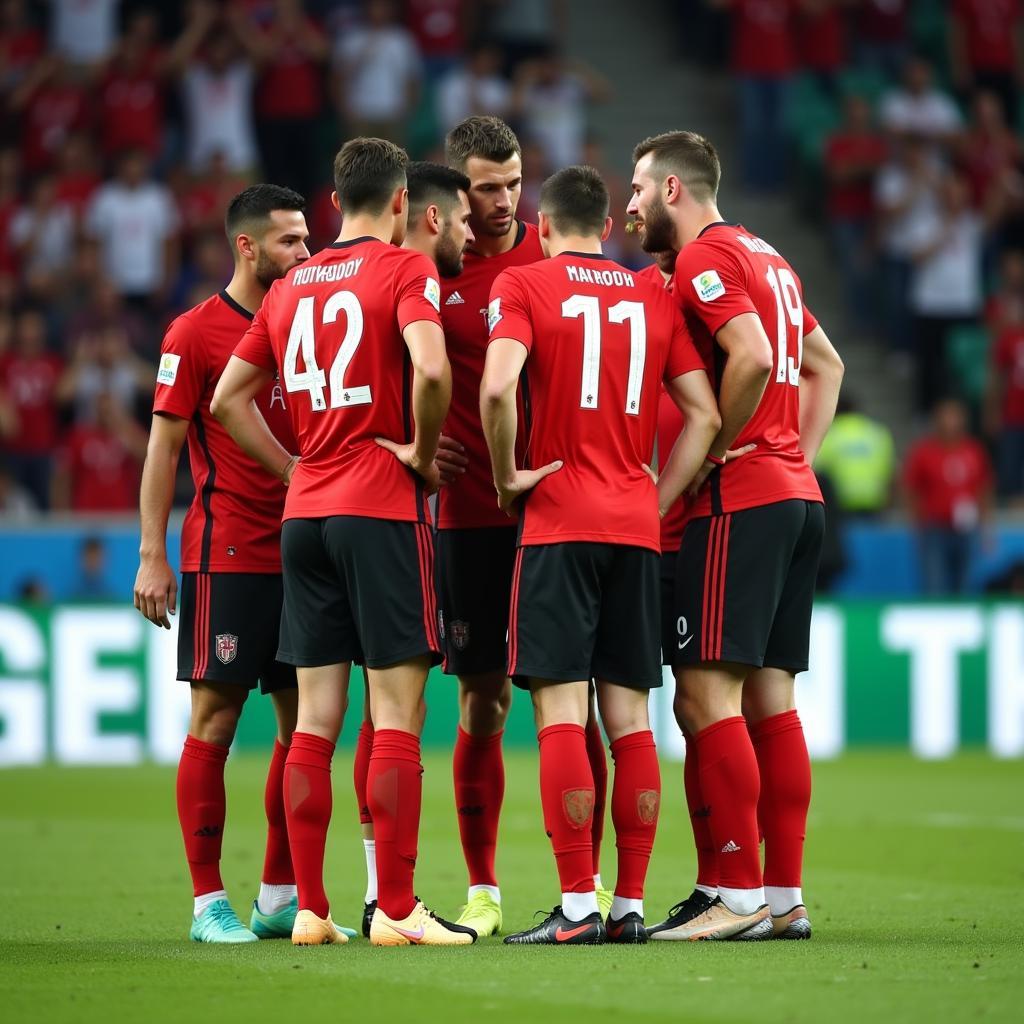 Football Players in Tactical Discussion