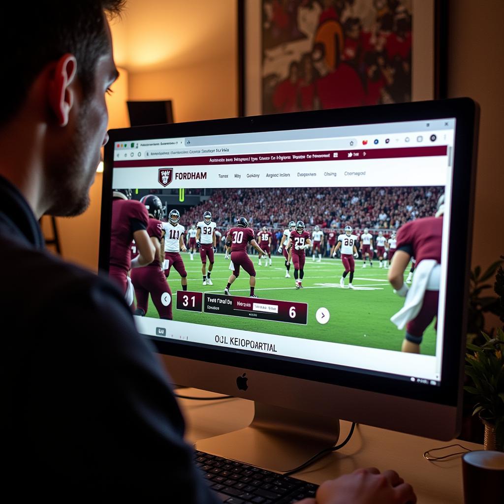 Website displaying live Fordham football score