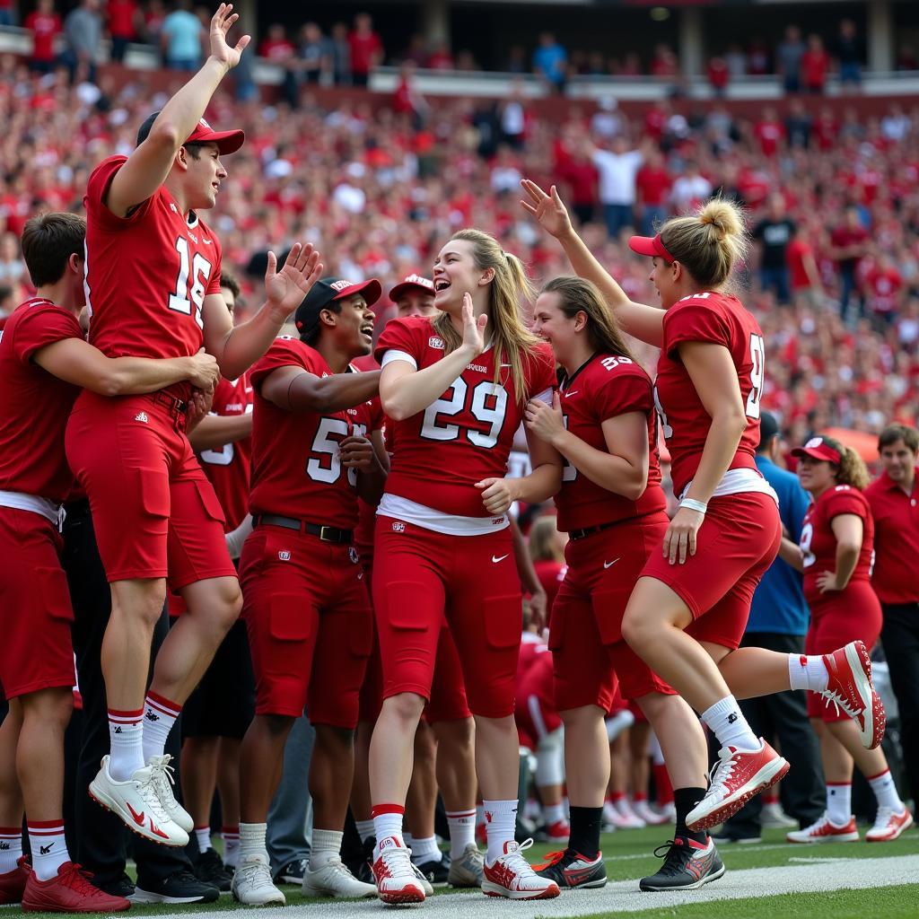 Frankenmuth High School fans erupting in celebration after a touchdown