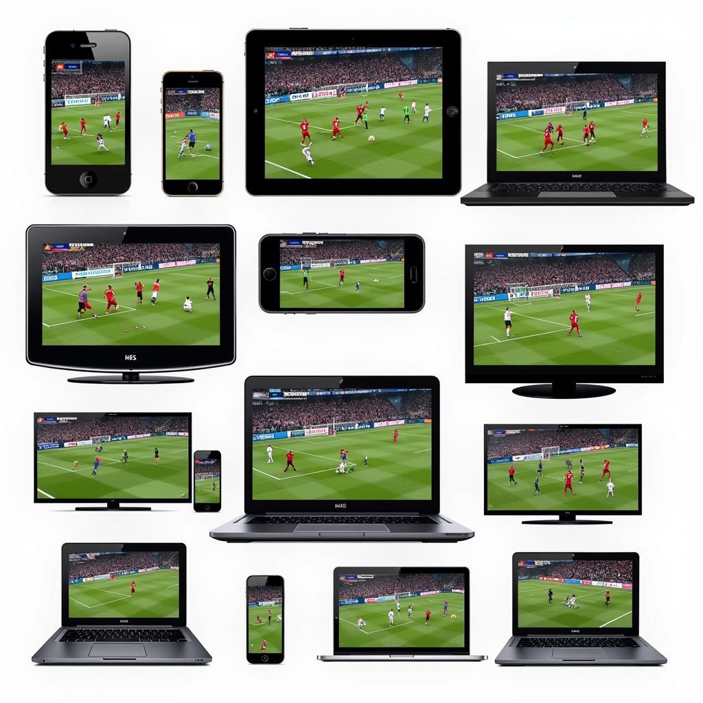 Different devices displaying football live streams