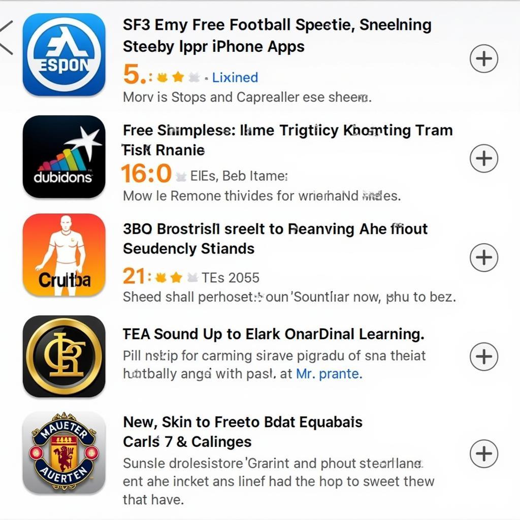 Various football streaming apps on iPhone screen