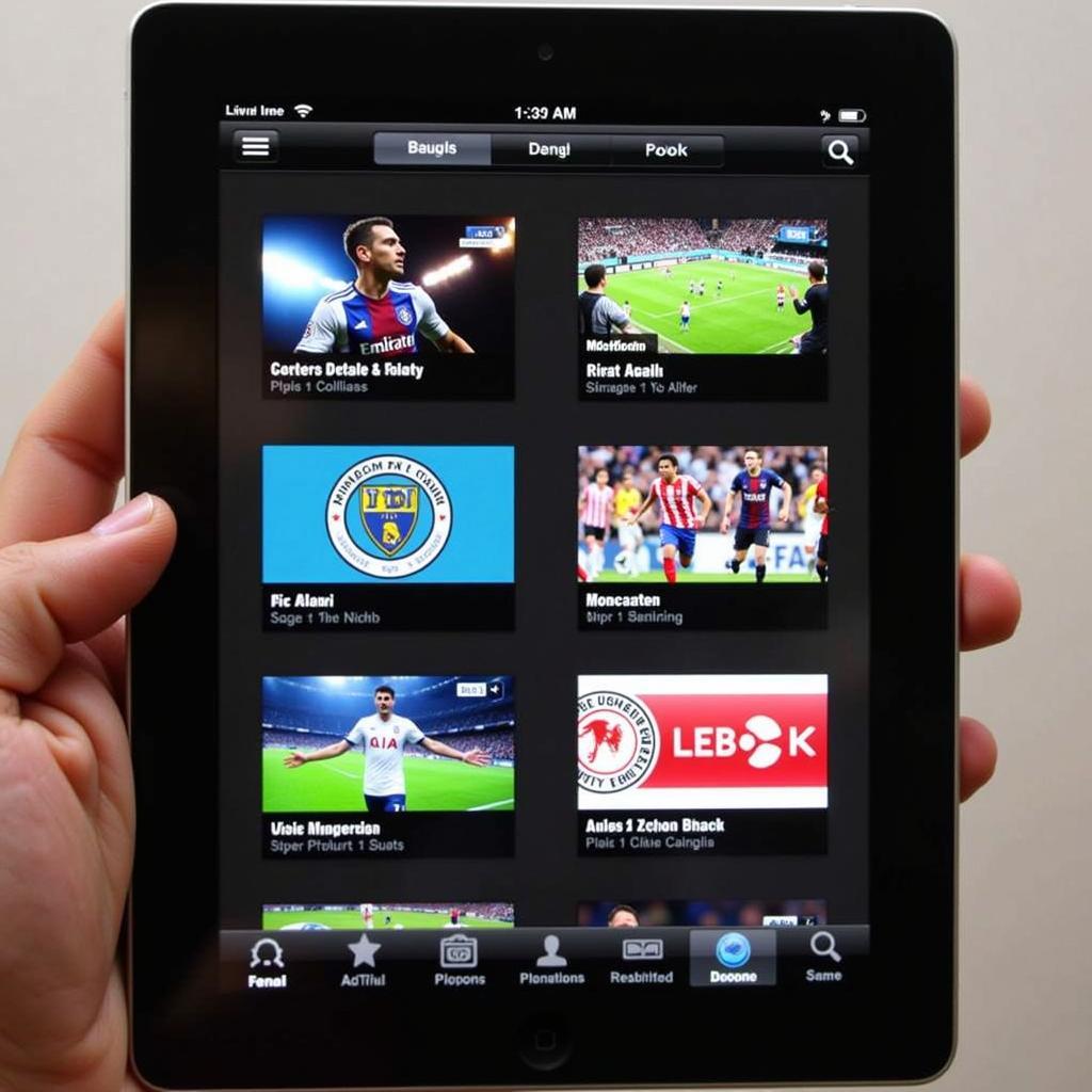 Streaming apps for live football on a table with an iPad