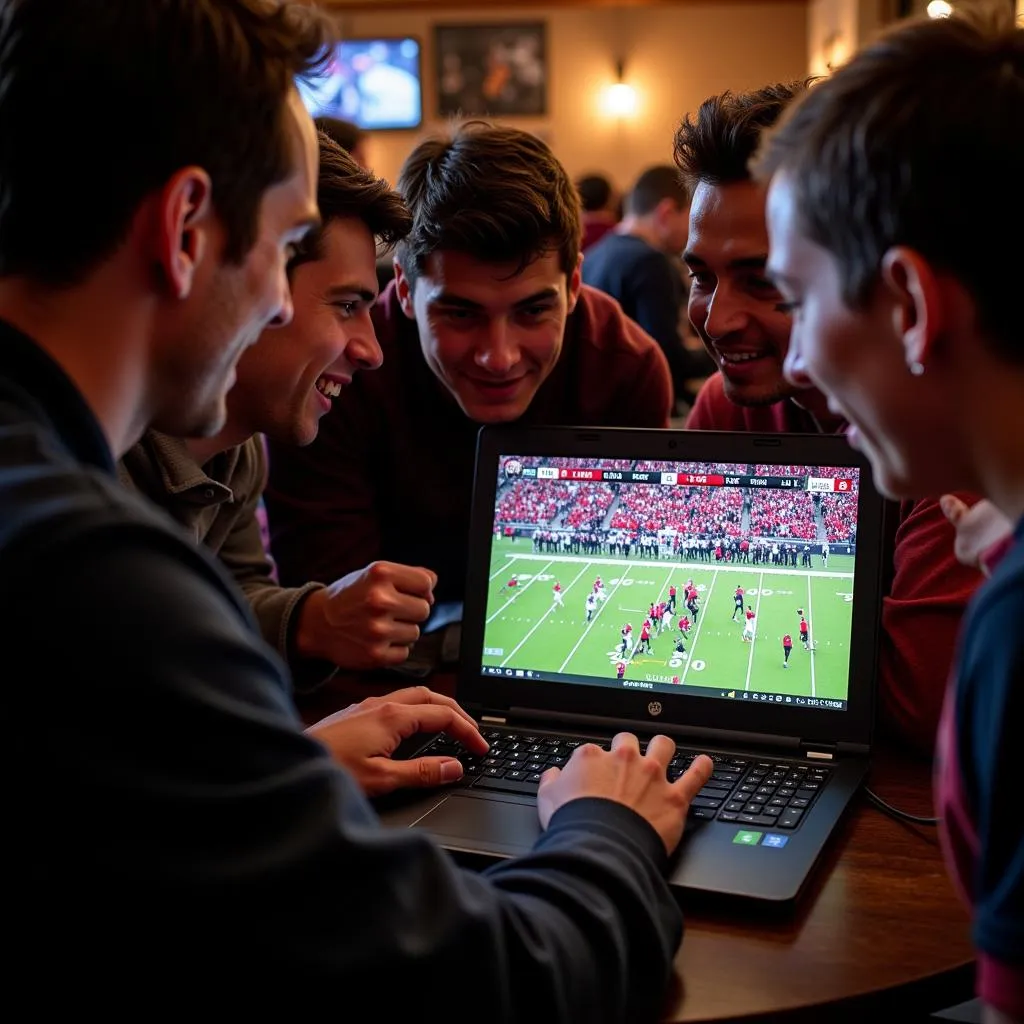 Fans watching Fresno State football live stream on their laptop