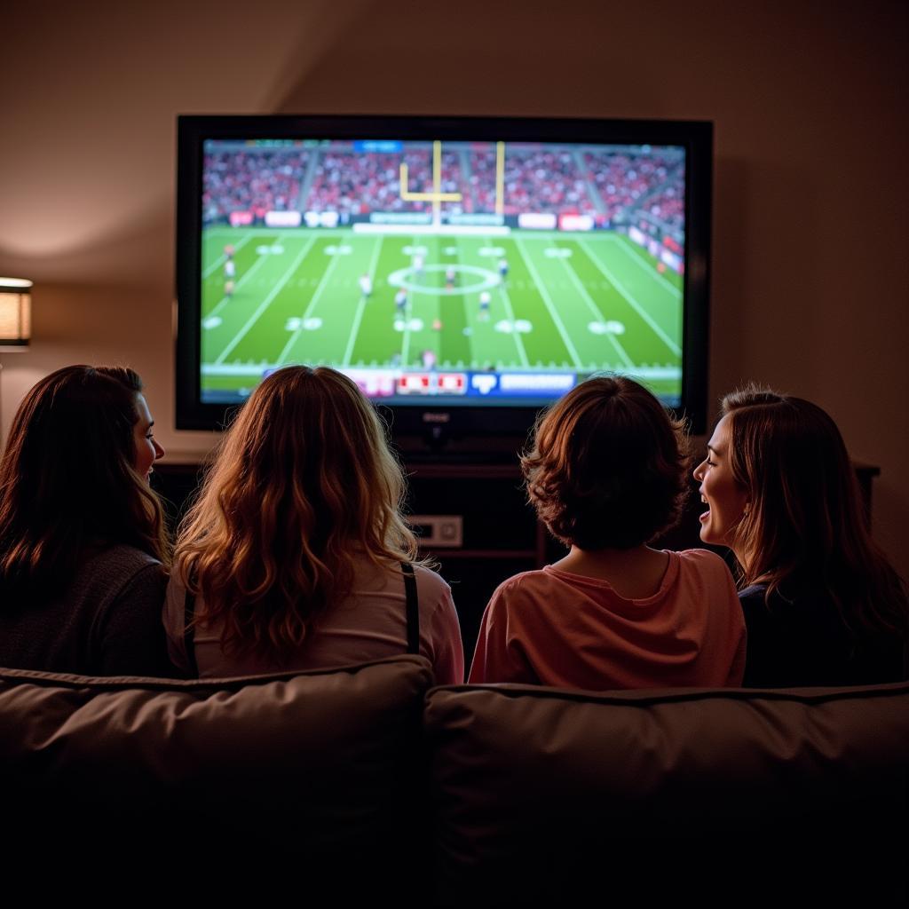 Friends gathering to watch college football live stream