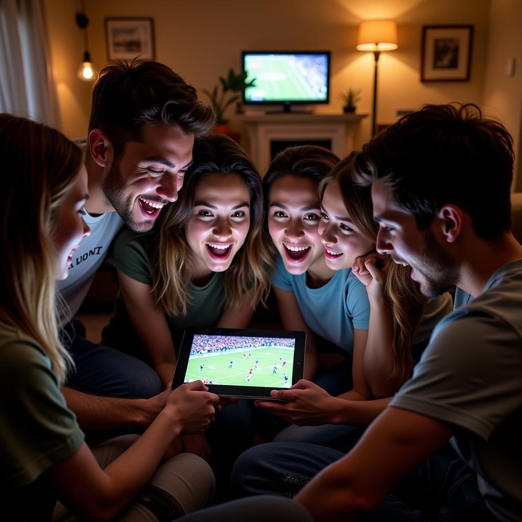 Friends Watching College Football on Tablet