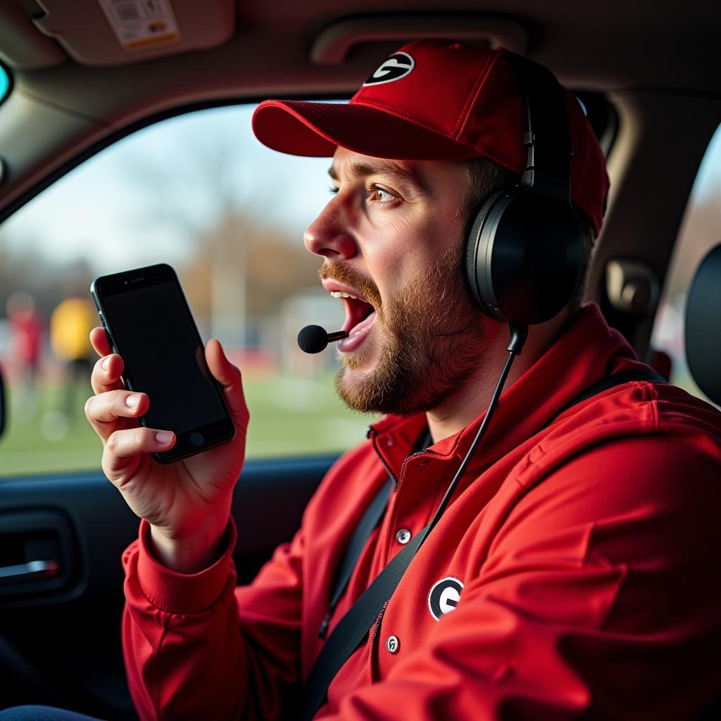 Georgia Bulldogs Fan Listening to Game on Radio