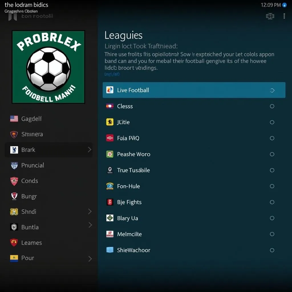 Kodi addon football interface