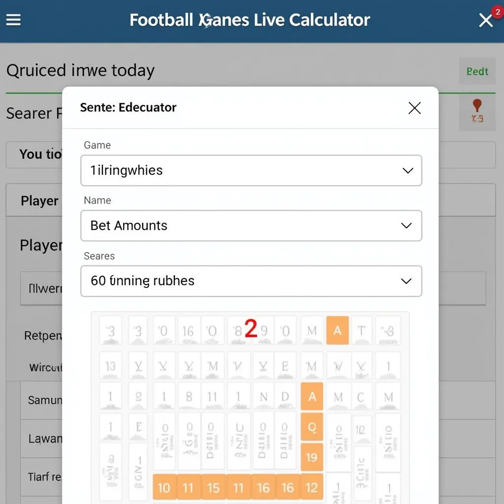 Giao diện Football Squares Live Calculator