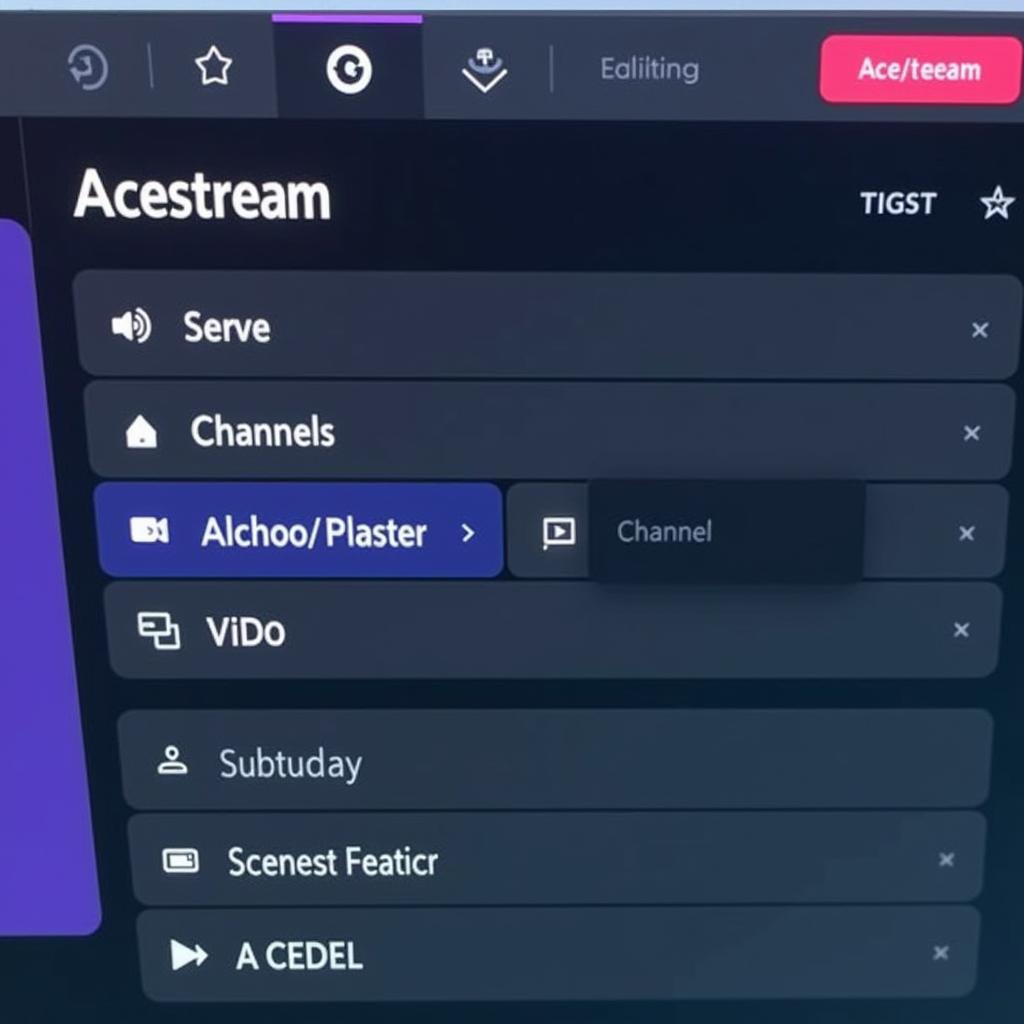 Giao diện phần mềm Acestream