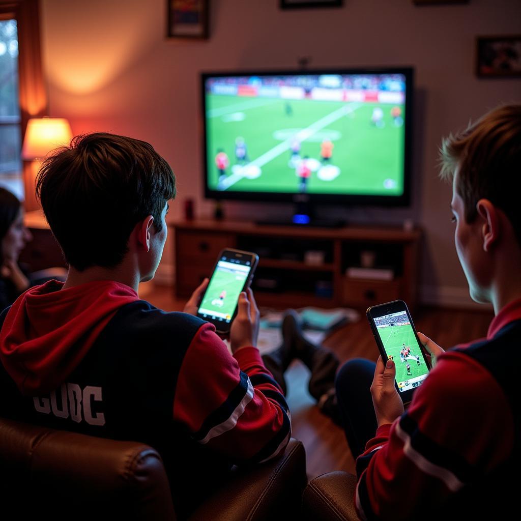 Fans cheering for Gladbrook Reinbeck Rebels football team during live stream