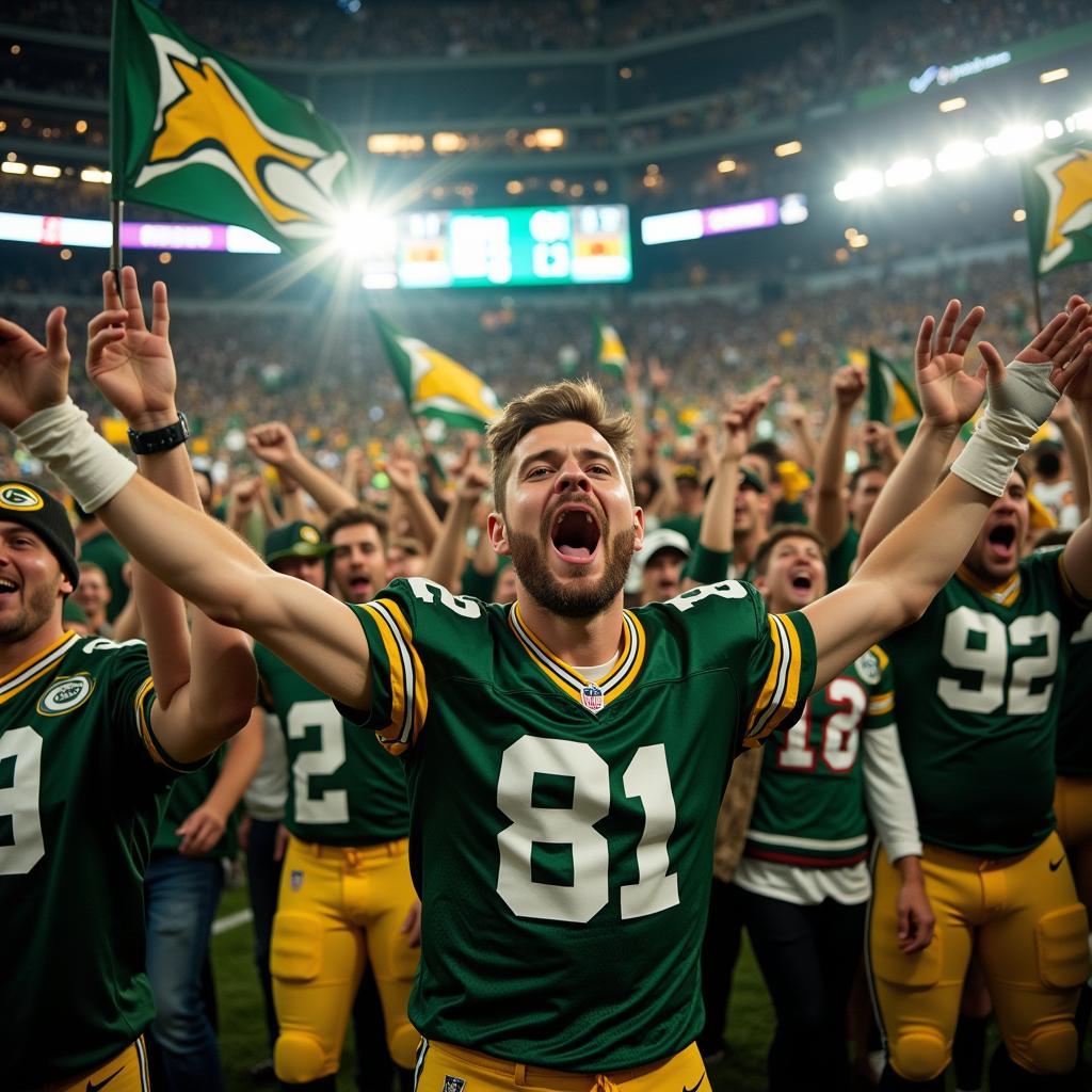 Green Bay Packers fans celebrating a touchdown