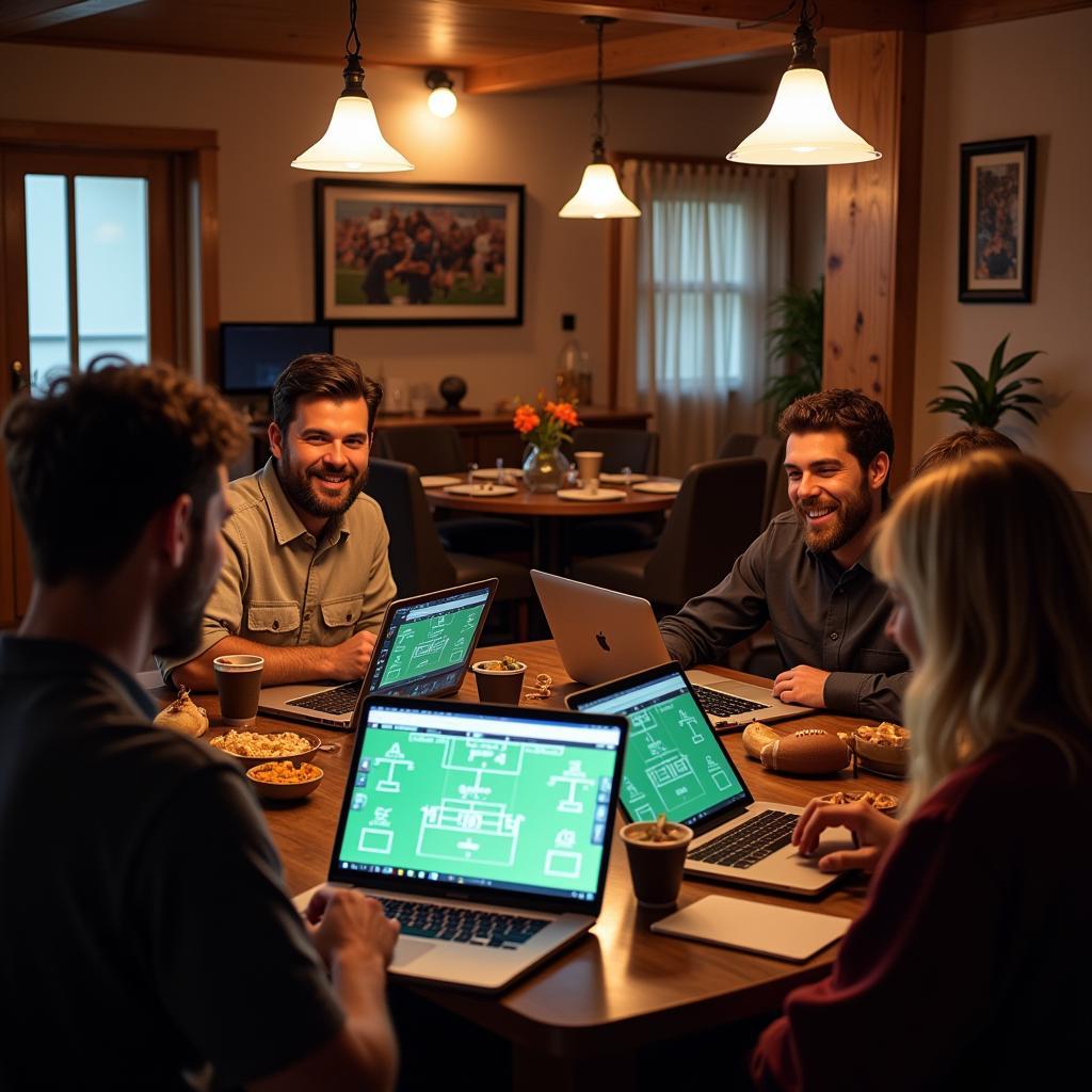 Friends at a Fantasy Football Draft Party