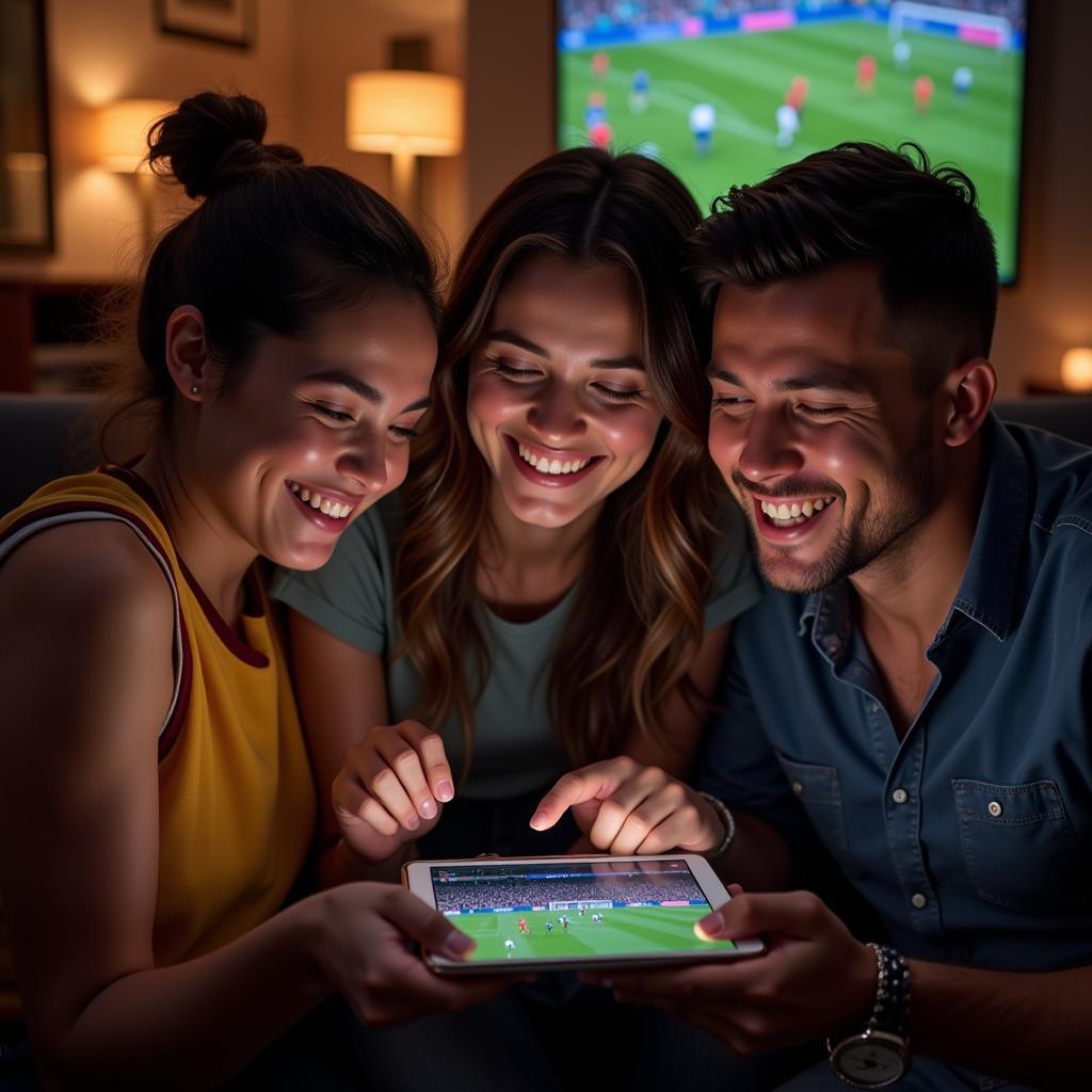 Friends Watching Football on Tablet