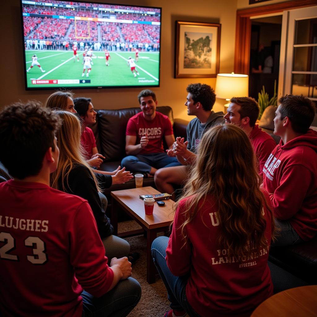 Group of friends enjoying cougar football game together