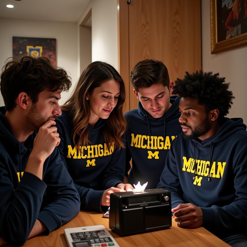 Group of Friends Listening to Michigan Football Radio