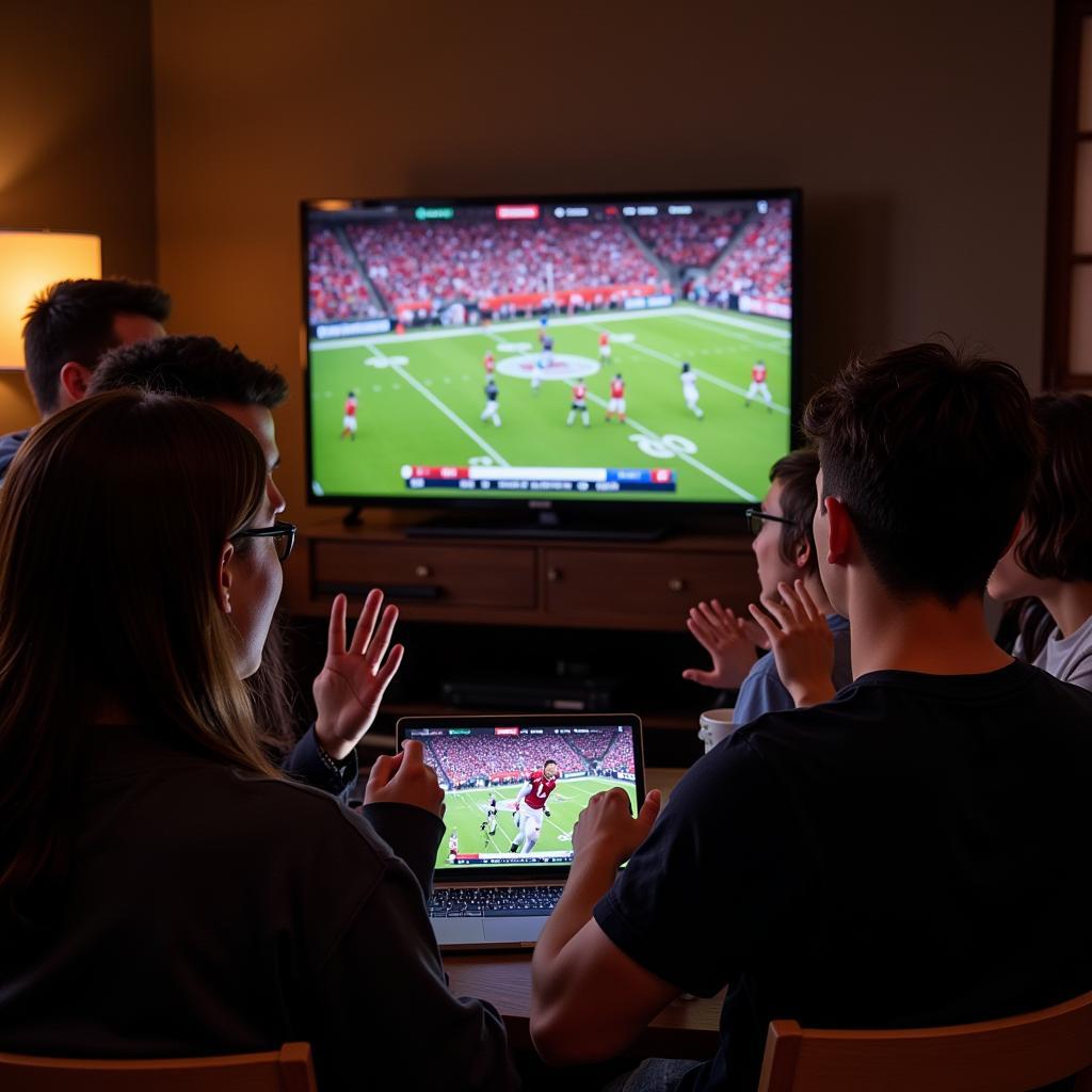 Group of Friends Watching Bulldogs Football Live Stream