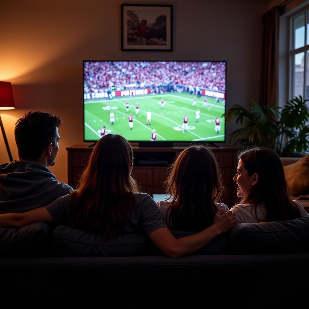 Group of friends watching Eastern Washington Football Live Stream