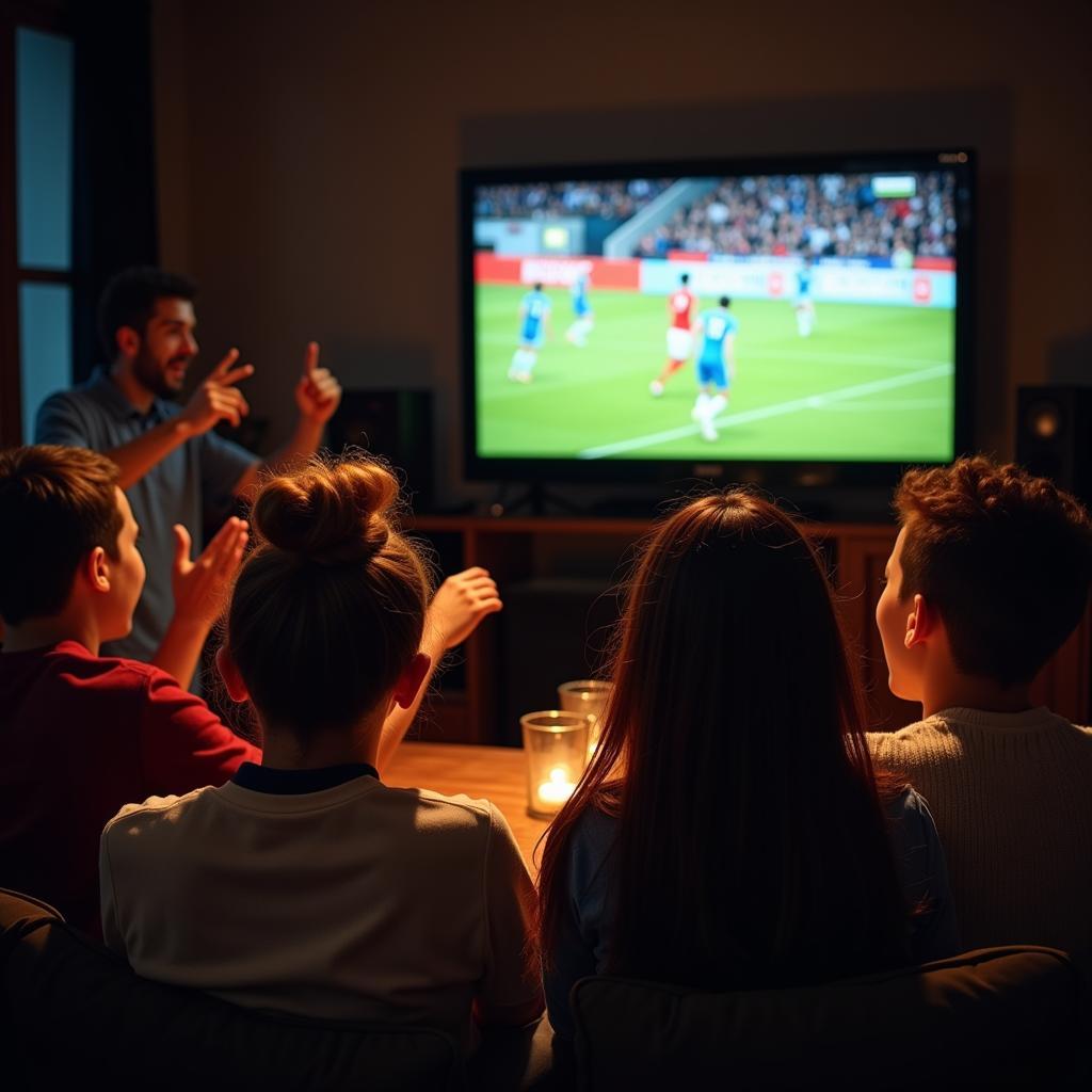 Group of friends watching football