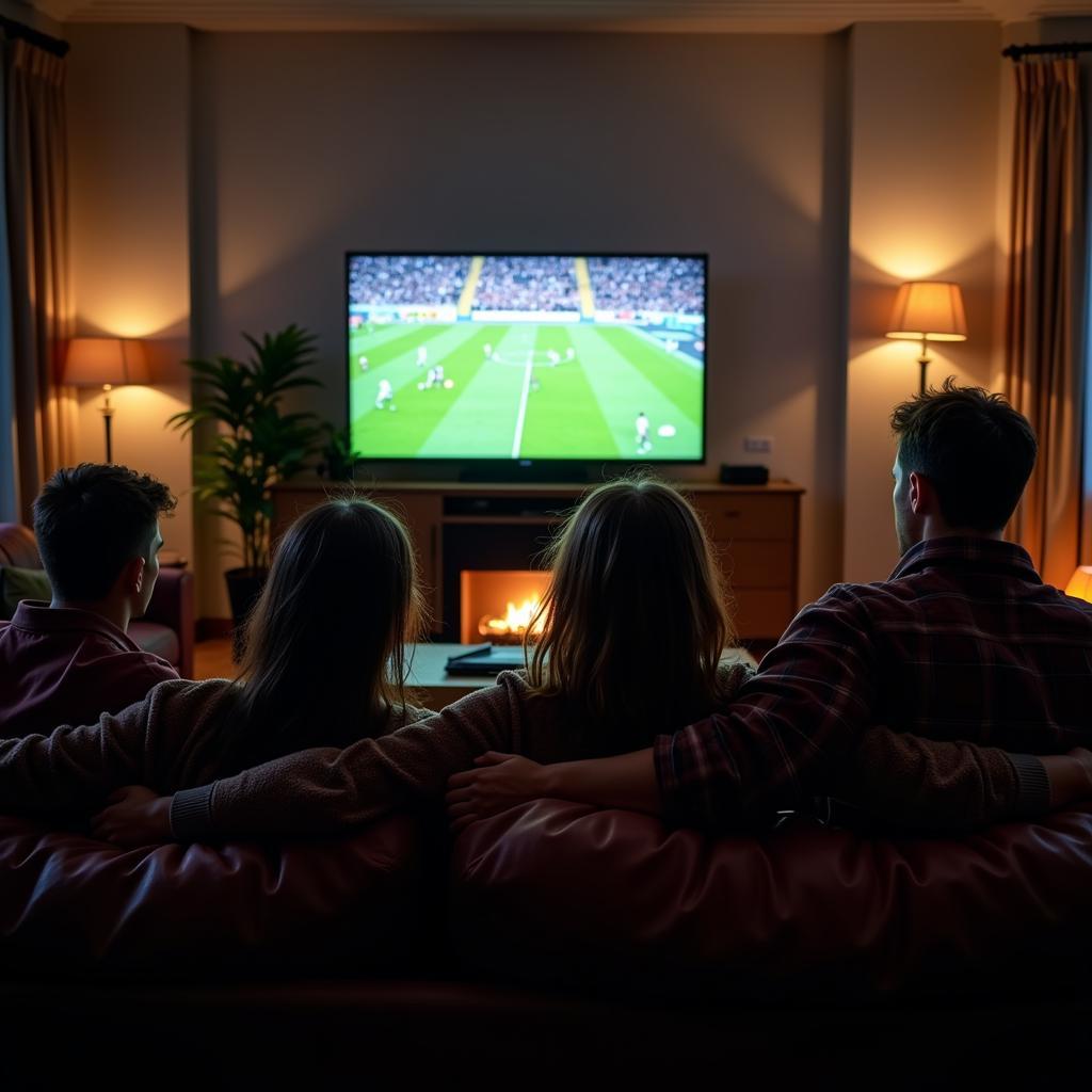 Group of Friends Watching Football Match