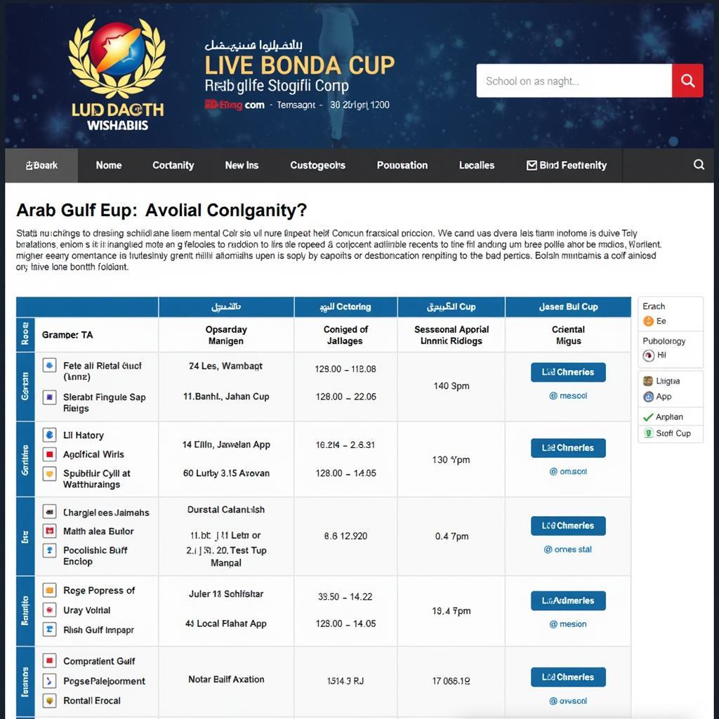 Lịch thi đấu Arab Gulf Cup