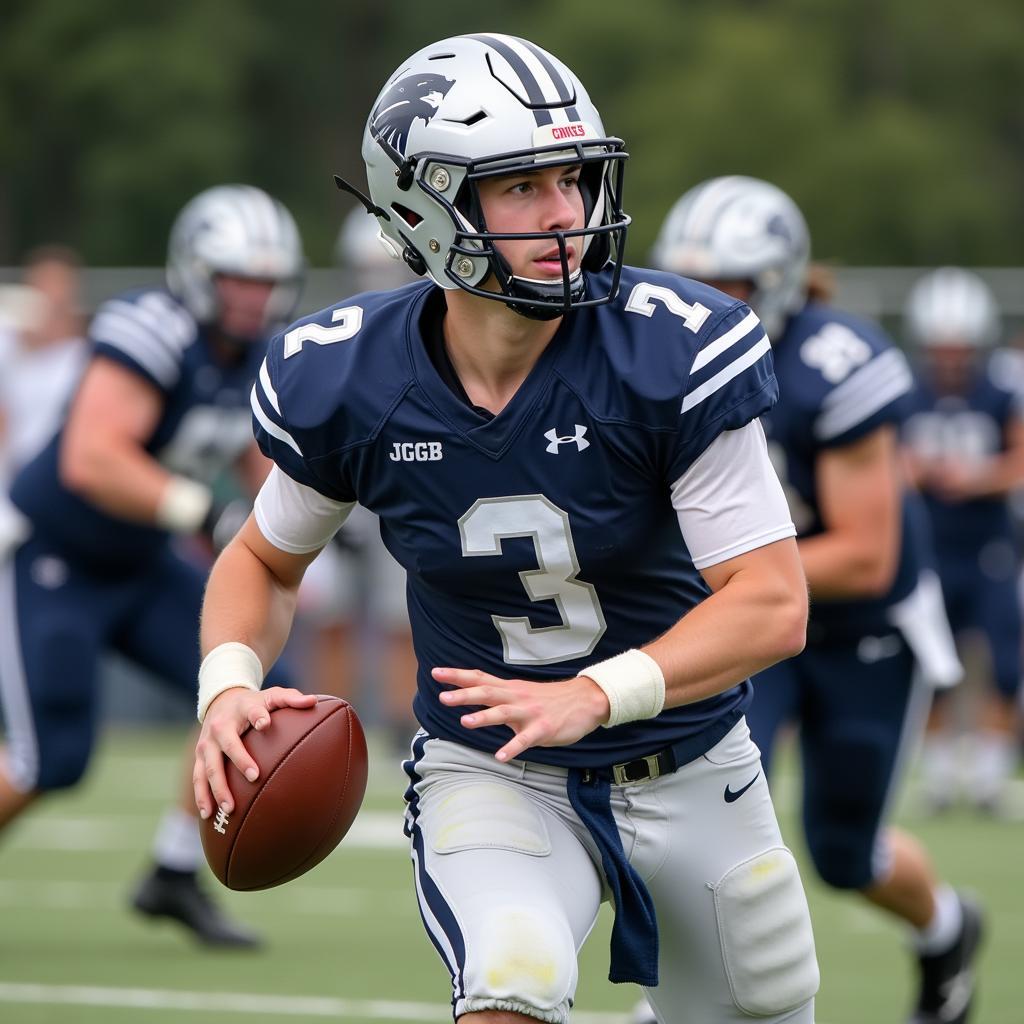 High school quarterback throwing the football