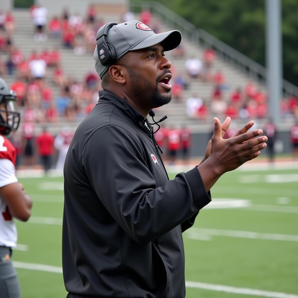 Black coach talking to his team