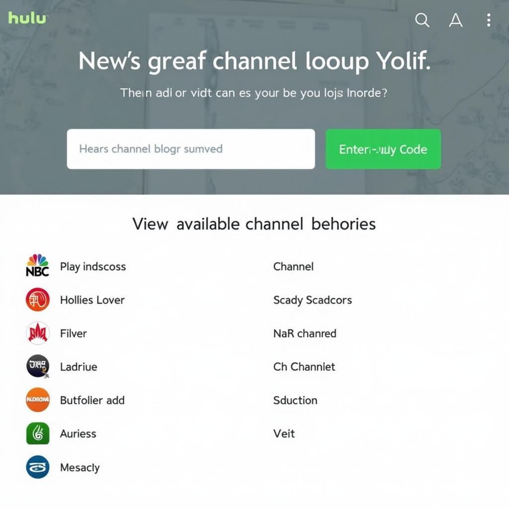 Hulu Website with Channel Lookup Feature