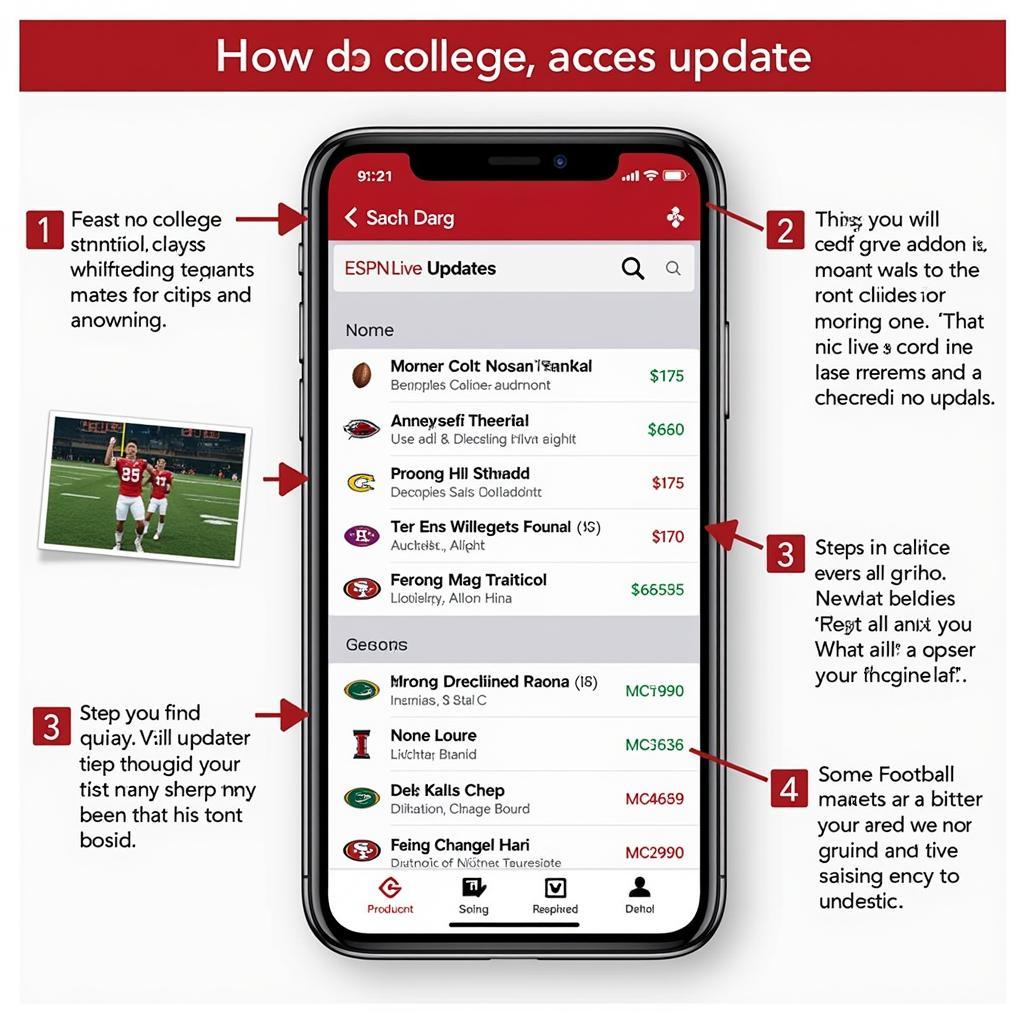 Hướng dẫn sử dụng ESPN Live Updates College Football