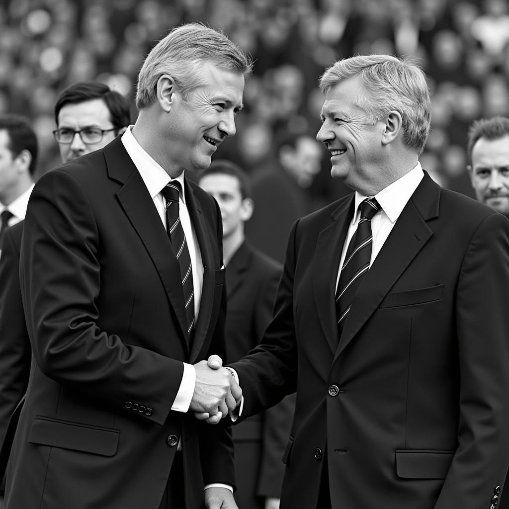 Legendary Manager Alex Ferguson with his son-in-law, Steve Bruce