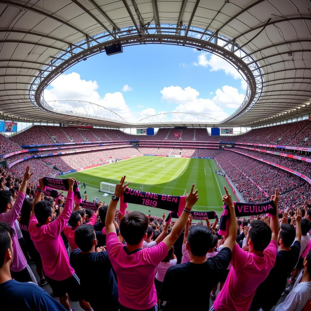 Inter Miami fans cheering in the stands