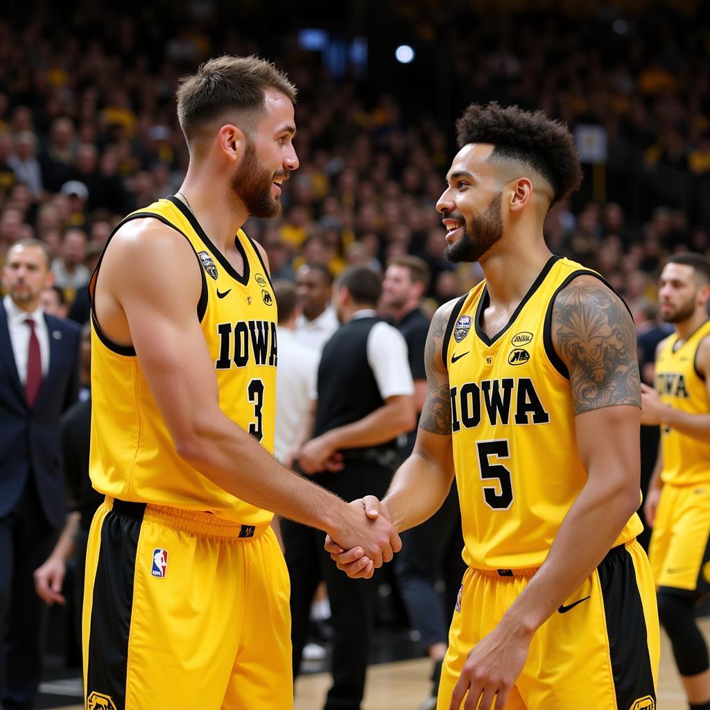 Iowa Hawkeyes and Purdue Boilermakers Players Shaking Hands After the Game