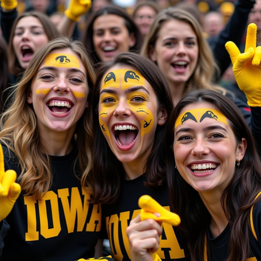 Iowa Hawkeyes Football Fans Celebrating a Touchdown