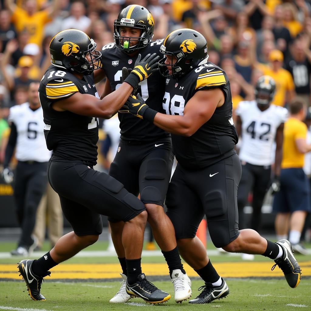 Iowa Hawkeyes Football Players Celebrating