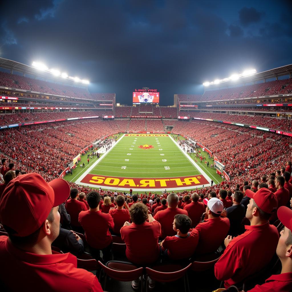 Iowa State Cyclones fans cheering in the stadium