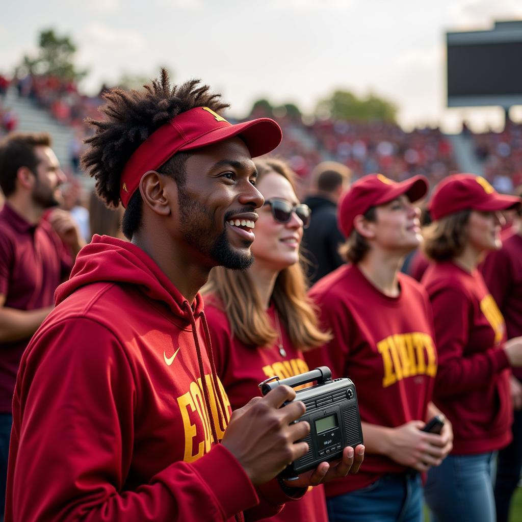 Iowa State Football Fans Listening to Radio