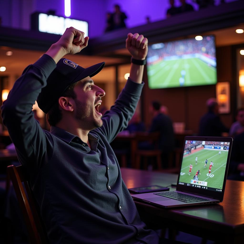 JMU Football Fan Celebrating Touchdown