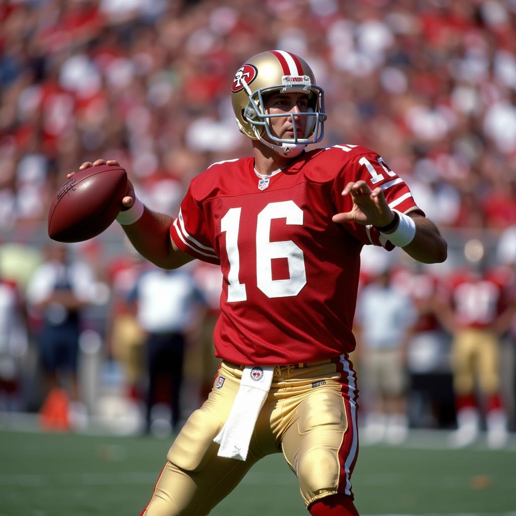 Joe Montana throwing a pass